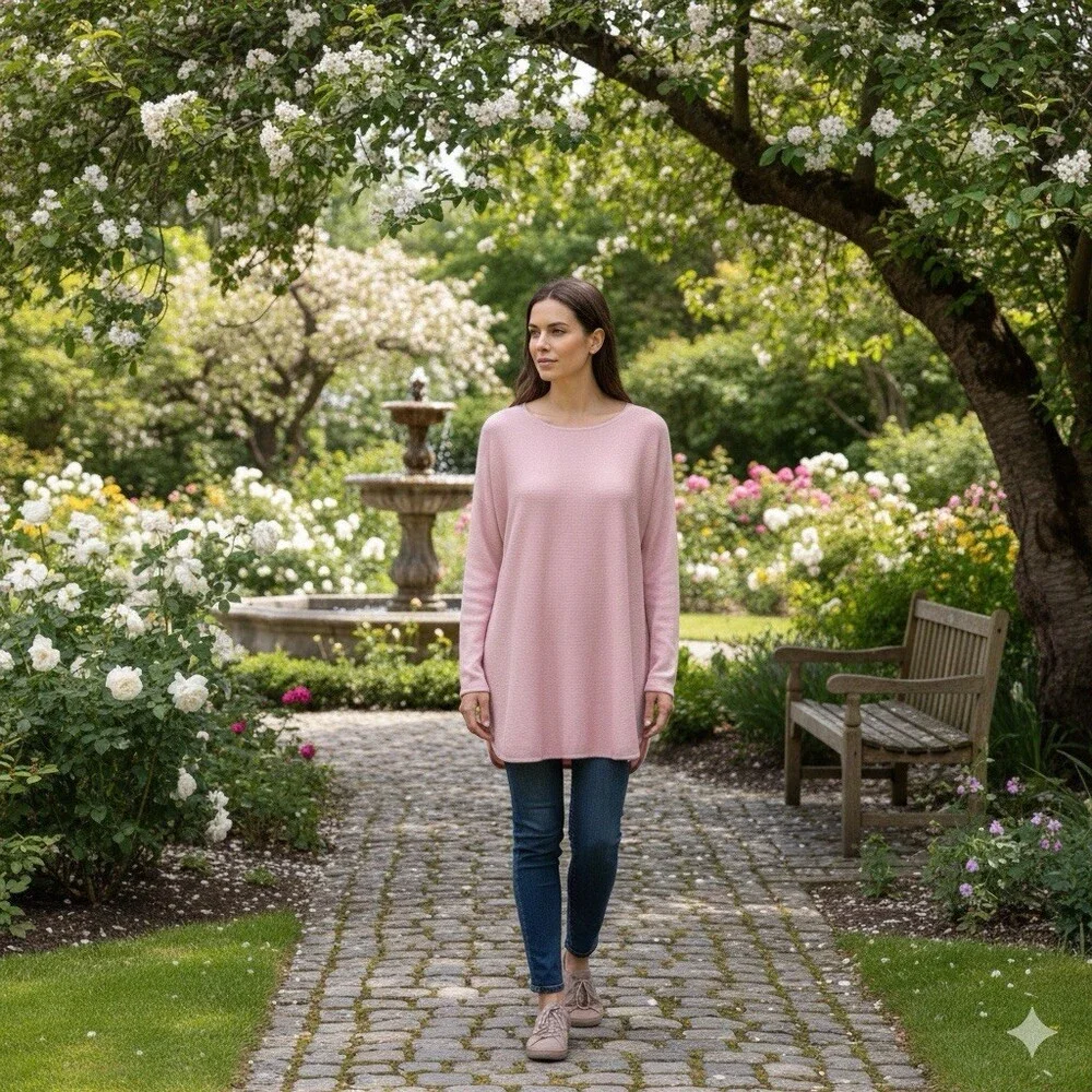 Michael‎ Kors Pink Ribbed Knit Tunic Sweater Womens Size Large Zip Long Sleeve